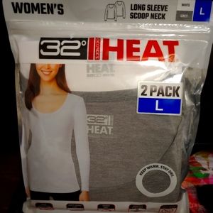 32° Degrees Heat Base-Layer Long ong Sleeve Scoop Neck Women's 2 Pk